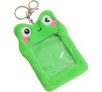 GALPADA Porte-Cartes en Peluche Forme Grenouille Verte Pochette Visible 3 Pouces Étui Protection Cartes d'Identité Porte-Cartes de Bus pour Bureau et École Accessoire Pratique et