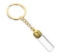 GALPADA Porte-clés Bouteille en Verre Transparent et Métal, Petite Fiole Décorative Moyenne Taille, Accessoire Créatif Féminin pour Paquet à Main, Ornement Suspendu Bouchon Doré, Usage Multiple