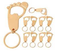 GALPADA Porte-clés Ouvre-bouteille Accessoire Chic Lot de 10 Empreinte de Bébé en Métal Doré pour Présents de Shower Filles, pour Fête
