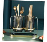 GALPADA Porte-Couverts Drainant Style Organisateur Multifonction pour Cuisine Support à Baguettes Double Cylindre Doré Vert Rangement Pratique et Ventilé