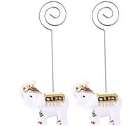 GALPADA Porte-mémo Décoration Simple et Adorable Éléphant 2pcs en Résine et Acier Inoxydable Clip pour Notes et Porte-numéro de Table pour Fête ou Mariage