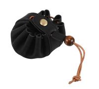 GALPADA Porte-Monnaie en Cuir de Vachette Noir Cordon, Petit Paquet Rustique pour Pièces et Rouge à Lèvres, Facile à Ouvrir Fermer, Design Élégant pour Femmes