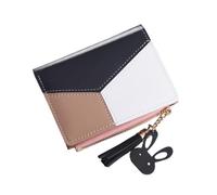GALPADA Portefeuille Court Noir en Cuir PU Multifonctionnel pour Femme Pompon, Style Mode Délicat, Confortable à Porter, Présent d'anniversaire