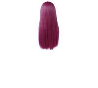 GALPADA Postiche Longue pour Femme Pourpre en Soie Haute Température Design Droit Confortable avec Frange, Style Élégant pour Costume Fancy Dress ou Usage Quotidien