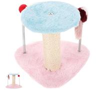 GALPADA Poteau d'escalade pour Chat Facile à Assembler Base Triangulaire en Peluche, Interactif Souris à Ressort et Balle Duveteuse pour Protéger Les Meubles Couleur Couleur Aléatoire