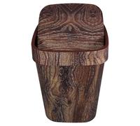 GALPADA Poubelle Plastique Vintage Imitation Bois Marron avec Couvercle Basculant, Petite Corbeille à Papier Carrée Cuisine, Salle de Bain, Salon et Bureau, Conteneur Déchets Pratique