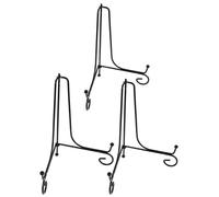 GALPADA Présentoirs en Fer Multifonctionnels Petit Format - Lot de 3 - Supports pour Assiettes Livres et Tablettes - Porte-Livres Inclinés Robustes pour Bureau et Décoration