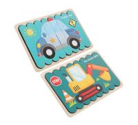 GALPADA Puzzle Bois pour Garçon Fille Jeu Éducatif Excavatrice et Voiture de Police Montessori Bois pour Développement Motricité Fine Cadeau Anniversaire pour Garçons et Filles