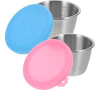 GALPADA Récipients à Sauce Résistants Lave-vaisselle 70ml en Acier Inoxydable 2pcs avec Couvercle Couleur Aléatoire pour Barbecues et Déjeuners Travail