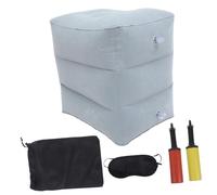 GALPADA Repose-Pieds Gonflable Réglable 3 Niveaux, Matelas De Voyage Triple Couche Gris Clair, Confortable pour Avion, Bureau Et Détente, Kit 4 Pièces Paquet De Rangement Et Pompe
