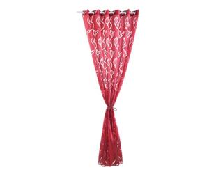 GALPADA Rideau de Fenêtre Imprimé Feuilles, Voilage Rouge en Polyester | Décoratif et Facile à Suspendre, Style Romantique Créatif, pour Vitrine de Boutique et Ouverture de Porte