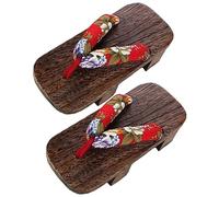 GALPADA Sabots Bois Japonerie Femmes Sandales Sabots Respirantes et Légères 1 Paire Motif Traditionnel Antidérapantes pour Maison Sorties Chambre Plage
