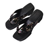 GALPADA Sabots Sandales Tongs Femme Plage Bout Carré Semelle Antidérapante Chaussures Été Satin Noir 1 Paire Confortables pour Femmes