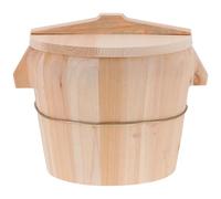 GALPADA Seau à Riz Bois Naturel avec Couvercle et Poignée Cuiseur Vapeur Maison pour Cuisine Seau Alimentaire Sans Odeur pour Cuisson Du Riz Uniforme