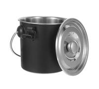 GALPADA Seau de Collecte de Charbon en Acier Inoxydable Noir | Rangement Étanche des Cendres et Braises, Poignée Ergonomique, Transport D’une Main, pour Foyer et Camping