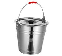 GALPADA Seau en Acier Inoxydable 24 Cm avec Couvercle 10 l Multifonction Support Liquide Robuste Usage Domestique Et Pâturage Transport d'eau Et Lait Sécuritaire pour Usage Agricole Et Ménager