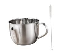 GALPADA Séparateur de Graisse Inox avec Bec Verseur Incurvé Bol pour Soupe avec Couvercle et Brosse de Nettoyage Ustensile de Cuisine pour Maison et Restaurant