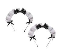 GALPADA Serrage-tête Cerceaux à Cheveux pour Fille en Tissu Léger Nœud et Dentelle Élégante, 2 Pièces, pour Pâques et Mariages