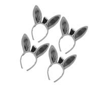 GALPADA Serrage-tête Oreilles D'âne Ensemble 4 Pièces En Tissu Doux Gris, Costume Animal Ferme Unisexe, Accessoires Fête Halloween Et Cosplay Taille Unique