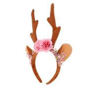 GALPADA Serre-tête Oreilles de Renne Couronne de Fleurs Bandeau pour Cheveux Coiffe Motif Corne de Cerf Accessoire Cheveux Noël