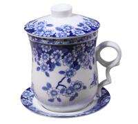 GALPADA Service de Thé Porcelaine Traditionnelle avec Infuseur Tasse à Thé Céramique pour Maison et Bureau Couvercle Anti-poussière et Soucoupe Design Chinois Élégant