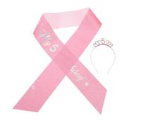 GALPADA Set Accessoires Anniversaire Fille Ans Couronne Rose Bandeau Tiara Doux et Léger avec Écharpe Pailletée pour Fête Garçon Fille