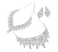 GALPADA Set Bijoux Mariage Femme Couronne Collier Boucles Oreilles Alliage Élégant pour Cérémonie Gala