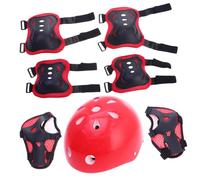 GALPADA Set Casque Vélo Garçon Fille Rouge avec Protège-Genoux et Coudières Équipement de Protection Sportive pour Skateboard Roller et Trottinette Confortable et Résistant