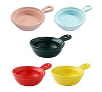 GALPADA Set de 5 Soucoupes à Sauce en Céramique Poignée, Plat à Épices Multi-usage, Facile à Nettoyer, pour Sauces et Apéritifs Lors D'une Pendaison de Crémaillère Couleur Aléatoire