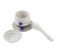 GALPADA Set de Bols à Vapeur Cuillère Exclusive, Résistant à Haute Température en Céramique Style Japonerie Bleu Cuisine Asiatique