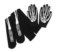 GALPADA Set Halloween Gants Squelette et Chaussettes Longues Confortables et Respirantes pour Fête Cosplay Accessoires et Stylés pour Costume de