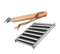 GALPADA Support à Saucisses Acier Inoxydable Portable avec Poignée à Haute Température Accessoire Barbecue pour Camping et Jardin Rack Multifonction pour Grillades Uniformes