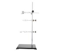 GALPADA Support de Laboratoire en Fer avec Base Carrée, Kit Complet d'Anneaux et Tiges Détachables pour Expériences de Physique et Chimie