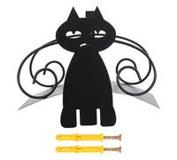 GALPADA Support de Tuyau D’arrosage en Fer Robuste Plateau D’eau, Étagère Tubulaire Décorative Forme Chat, pour Jardin, Cour et Rangement Extérieur - Organisateur Mural Multifonctionnel