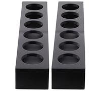 GALPADA Support en Bambou pour Verres à Shot 6 Trous, Organiseur Élégant et Gain de Place, pour Fêtes et Occasions Spéciales, Lot de 2 Pièces Noir