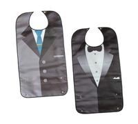 GALPADA Tablier Cuisine Imperméable 2 Pièces, Bavoir Pour Repas Adulte à Double Couche, Protection Complète Éclaboussures, Poche Récupératrice De Miettes, Lavable, Usage Quotidien Pour Personnes Âgées