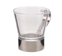 GALPADA Tasse à Café en Verre avec Poignée Inox Amovible, Usage Quotidien | Verre Transparent, Support Stable Table, pour Espresso, Mousse de Lait et Petits Déjeuners