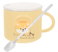 GALPADA Tasse à Eau de Bureau en Céramique Jaune 400ml, Facile à Nettoyer et Solide, Design Créatif et Simple pour Petit-déjeuner ou Café à Domicile