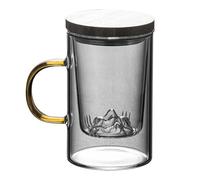 GALPADA Tasse à Thé en Verre Borosilicate 400 Ml Transparente, Mug à Eau Portatif en Verre Haute Résistance, Gobelet Polyvalent pour Boissons Chaudes et Froides, Usage Maison et Bureau