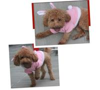 GALPADA Tenue De Lapin De Compagnie en Tissu Peluche Chaud avec Capuche Et Oreilles De Lapin, Taille XS, Vêtements Chauds pour Petits Chiens Et Chats, Costume Rose pour Fêtes Et Noël