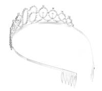 GALPADA Tiare Anniversaire 60 Ans en Cristal avec Peigne, Alliage et Strass Argentés, Design Ondulé Royal pour Fête D'anniversaire Mère ou Grand-mère