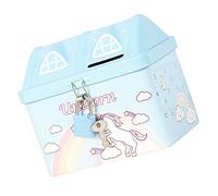 GALPADA Tirelire Métallique Forme de Maison pour Filles Coffre Serrure Tirelire Licorne pour Garçon Fille Décoration Chambre Apprentissage de