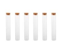 GALPADA Tubes à Essai la Poussière Lot de 6 en Verre avec Bouchon en Bois pour Expérience Scientifique pour Thé et Poudres