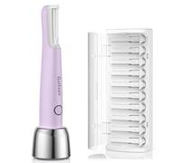 Galtxen Sonic Dermaplaning Outil pour femme Rechargeable Face Dermaplane Razor Technologie Sonic Edge pour poils du visage, exfoliant et duvet de pêche, 10 lames de recharge Violet
