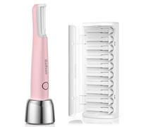 Galtxen Sonic Dermaplaning Outil pour femme Rechargeable Face Dermaplane Razor Technologie Sonic Edge pour poils du visage, exfoliant et duvet de pêche, 10 lames de recharge Rose