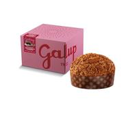 Galup Panettone artisanal aux pêches confites et gouttes de chocolat noir, Gâteau de Noël levé naturellement, panettone garni de glaçage aux noisettes, amandes et sucre cristallisé - 750 g
