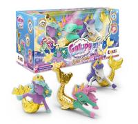 GALUPY Mermaid Gold Pack - 3X Figurines Licorne avec Nageoire de sirène et Cristal Swarovski, Jouet Licorne à Collectionner, 3 Figurines mi-Licorne mi-sirène