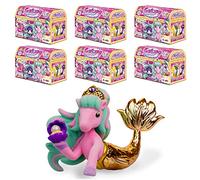 GALUPY Mermaid - Pack de 6 Figurine Licorne avec Queue de sirène - Jouet Licorne à Collectionner 6 Figurines + Coffre au trésor