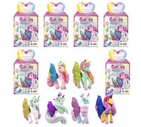 GALUPY Rainbow Unicorn - 6X Figurines Licorne à Collectionner, Jouet Licorne avec Cristal Swaroski et Ailes Scintillantes - Idée Cadeau Licorne Fille & Garcons
