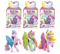 GALUPY Rainbow Unicorn - Pack de 3X Figurines Licorne à Collectionner, Jouet Licorne avec Cristal Swaroski et Ailes Scintillantes, 6 Couleurs, 18 Combinaisons